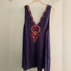 Lilly Pulitzer Owen Dress Navy with Embroidery. Size L